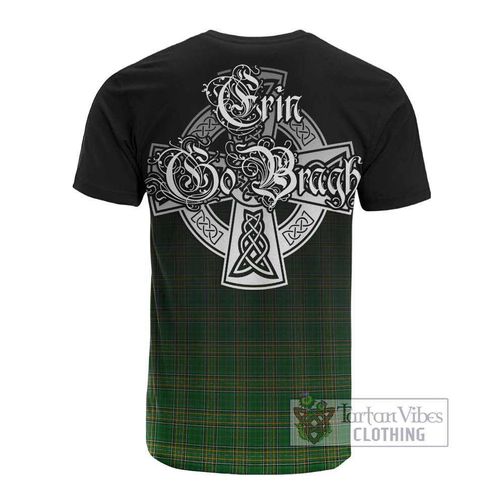 Tartan Vibes Clothing Osborne Irish Clan Cotton T-shirt with Coat of Arms Erin Go Bragh Celtic Inspired