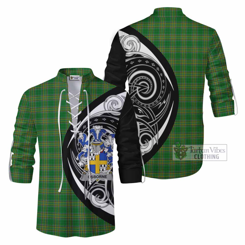 Tartan Vibes Clothing Osborne Irish Clan Ghillie Kilt Shirt Celtic Circle Style