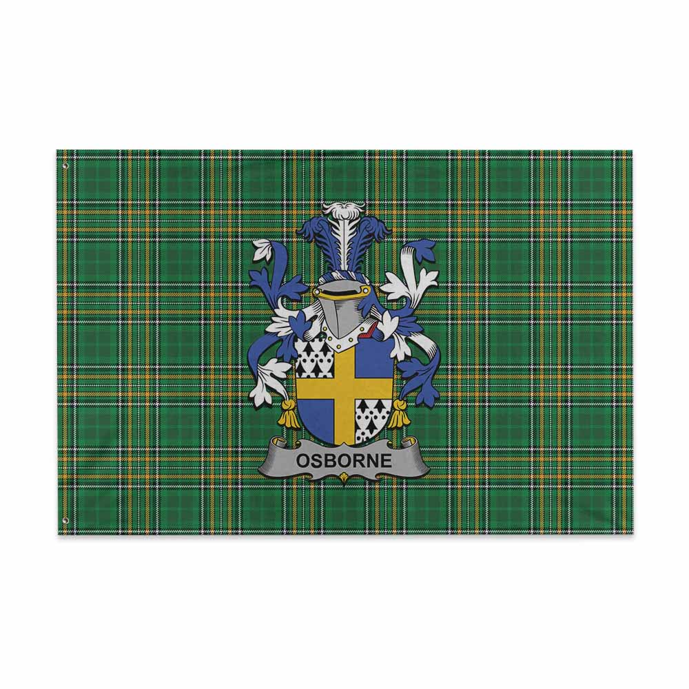 Tartan Vibes Clothing Osborne Irish Clan Tartan House Flag with Coat of Arms