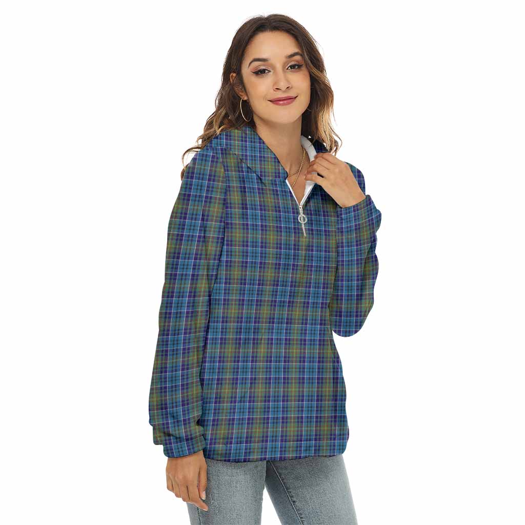 Tartan Vibes Clothing O'Sullivan Tartan Women's Borg  Half Zip Fleece Hoodie