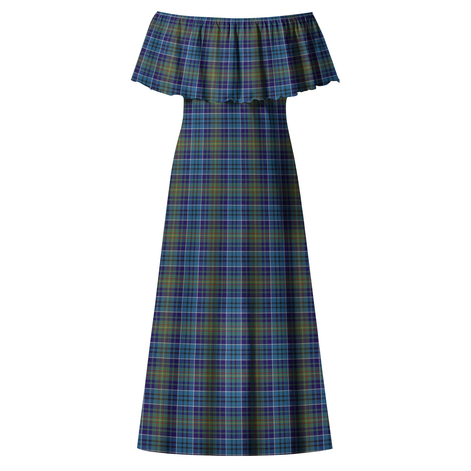 O'Sullivan Tartan Off Shoulder Long Dress - Tartanvibesclothing