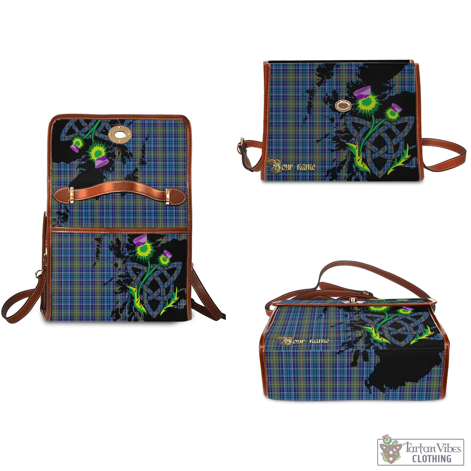 Tartan Vibes Clothing O'Sullivan Tartan Waterproof Canvas Bag with Scotland Map and Thistle Celtic Accents