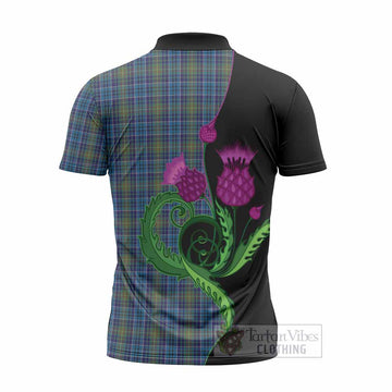 O'Sullivan Tartan Zipper Polo Shirt Traditional Scottish Thistle