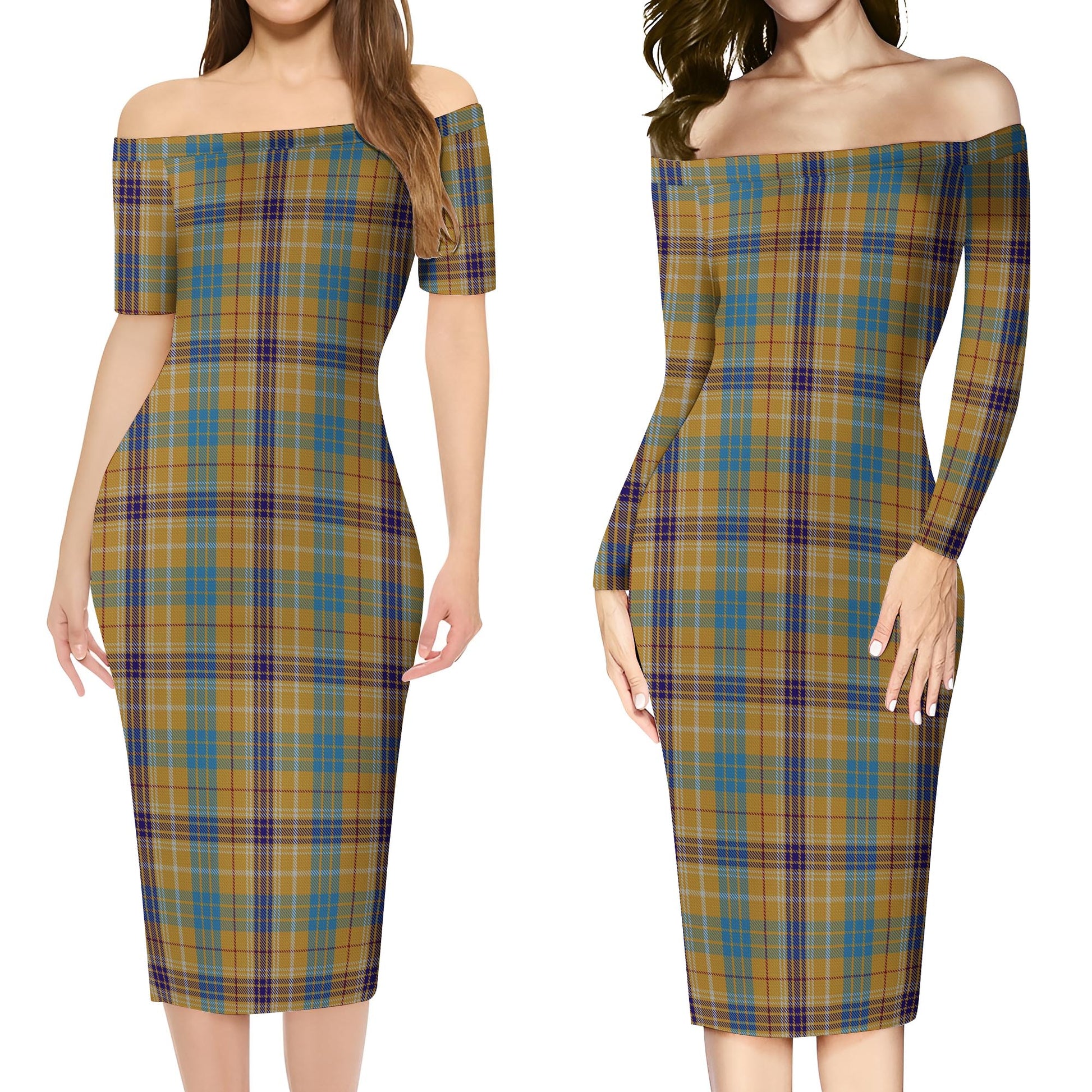 Ottawa Canada Tartan Off Shoulder Lady Dress Women's Dress - Tartanvibesclothing