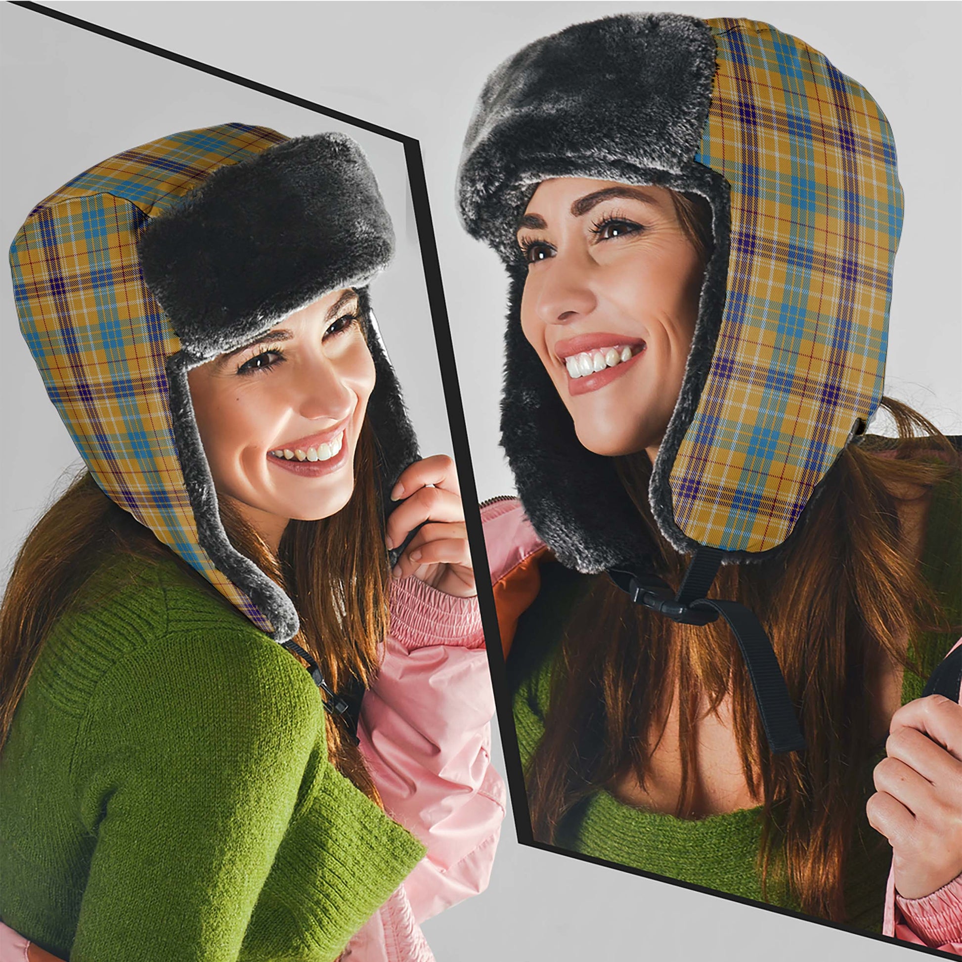 Ottawa Canada Tartan Winter Trapper Hat Winter Trapper Hat Universal Fit Circumference 22.8in (58cm) - Tartanvibesclothing