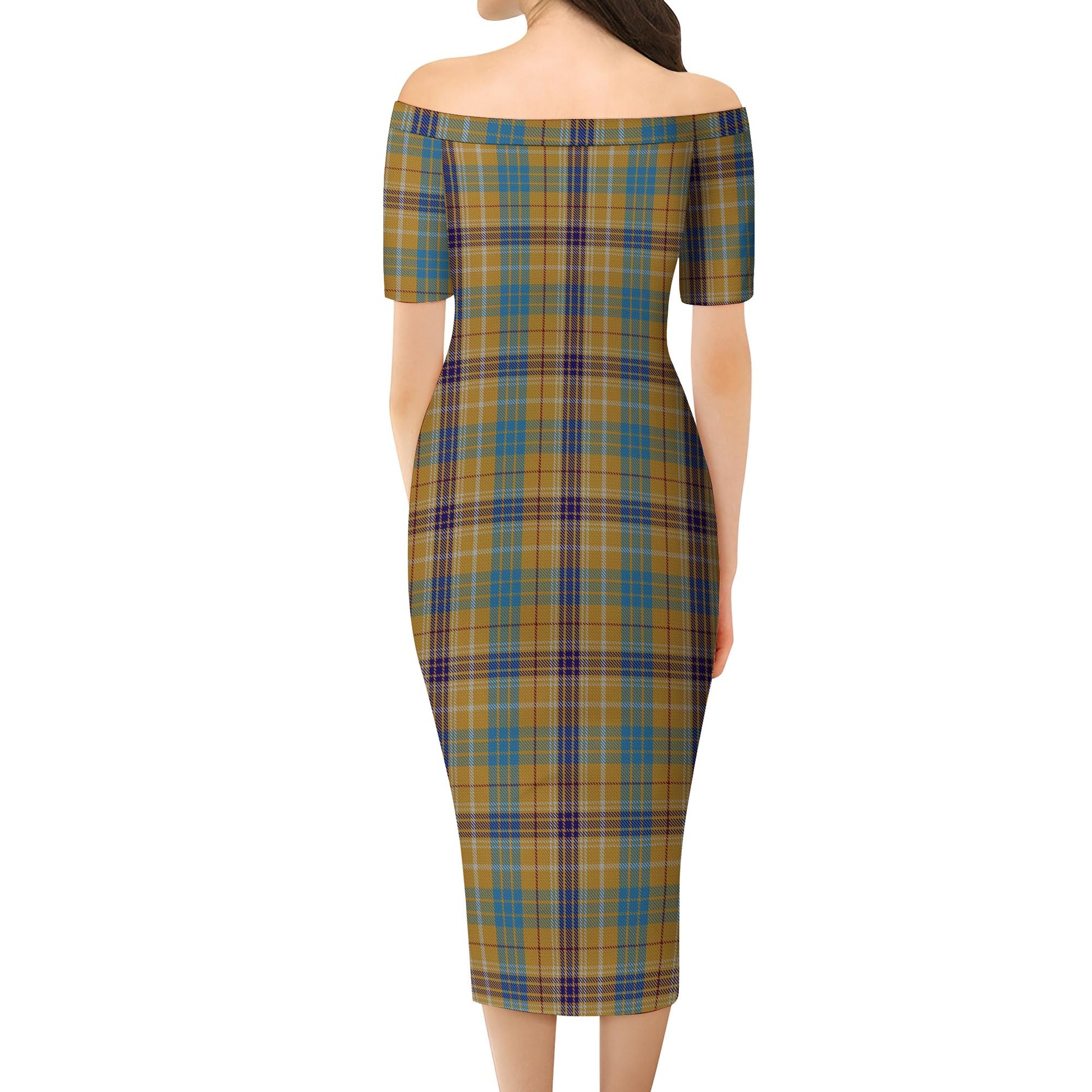 Ottawa Canada Tartan Off Shoulder Lady Dress - Tartanvibesclothing