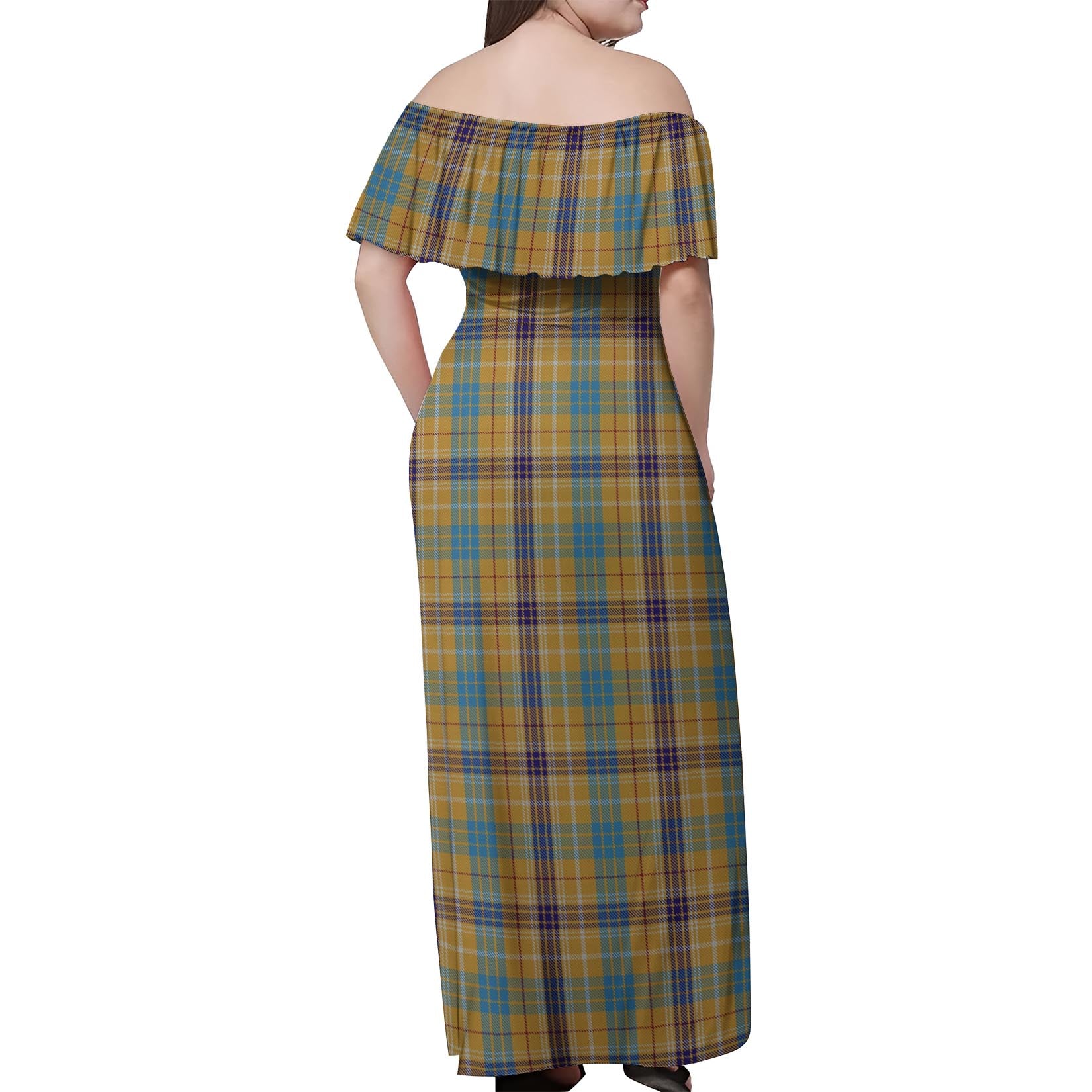 Ottawa Canada Tartan Off Shoulder Long Dress - Tartanvibesclothing