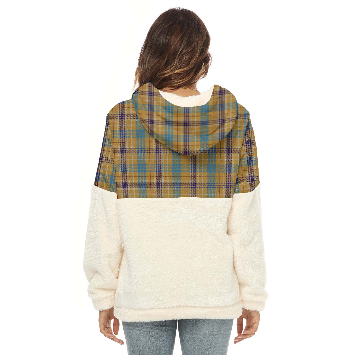 ottawa-canada-tartan-womens-borg-fleece-hoodie-with-half-zip