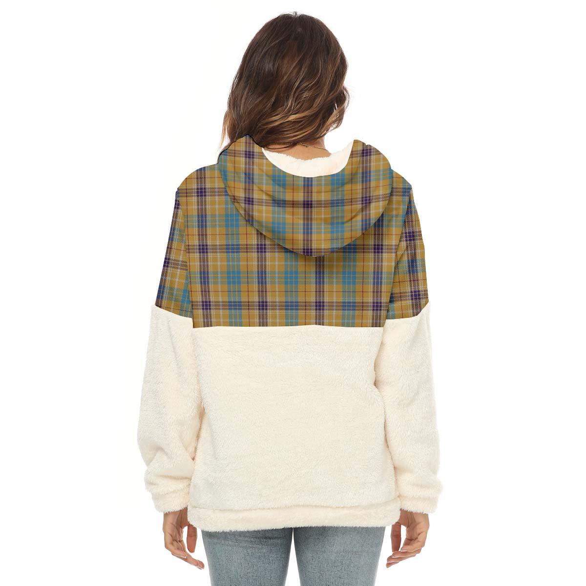 Ottawa Canada Tartan Women's Borg Fleece Hoodie With Half Zip - Tartan Vibes Clothing