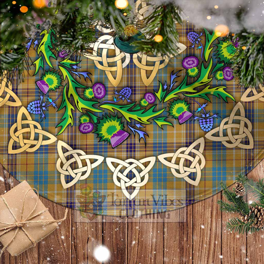 Tartan Vibes Clothing Ottawa Canada Tartan Christmas Tree Skirt with Thistle Celtic Knot Style