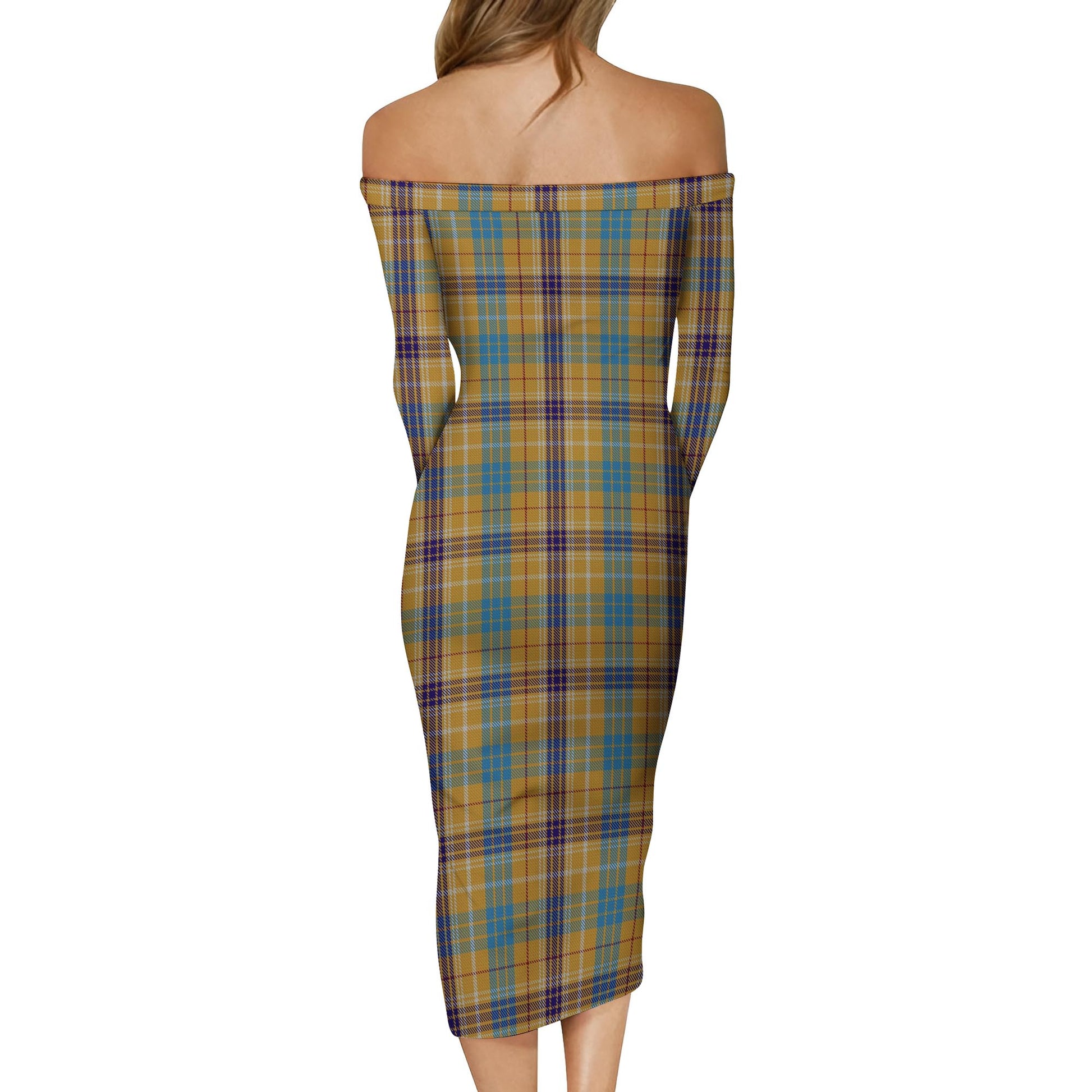 Ottawa Canada Tartan Off Shoulder Lady Dress - Tartanvibesclothing