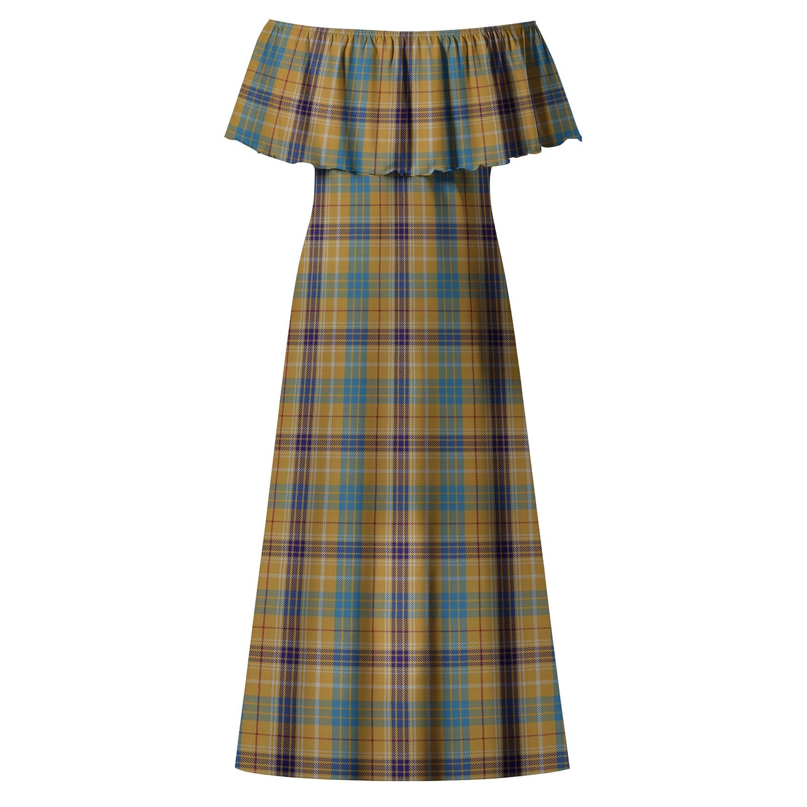 Ottawa Canada Tartan Off Shoulder Long Dress - Tartanvibesclothing