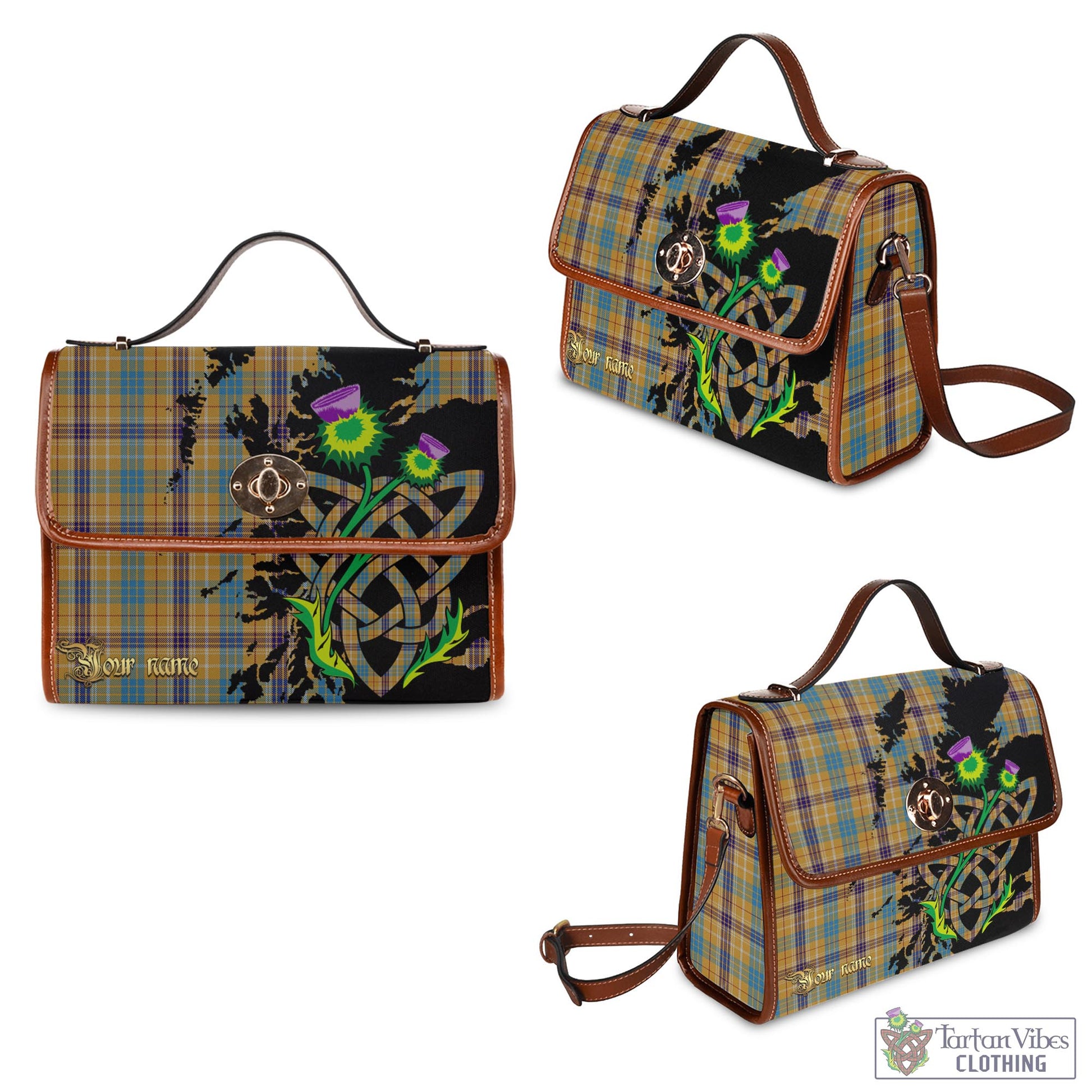 Tartan Vibes Clothing Ottawa Canada Tartan Waterproof Canvas Bag with Scotland Map and Thistle Celtic Accents
