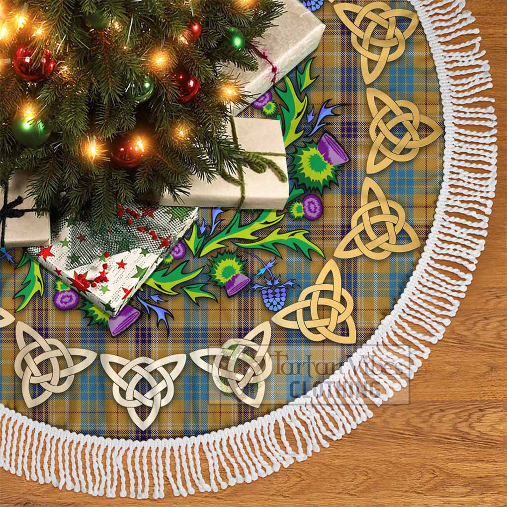 Tartan Vibes Clothing Ottawa Canada Tartan Christmas Tree Skirt with Thistle Celtic Knot Style