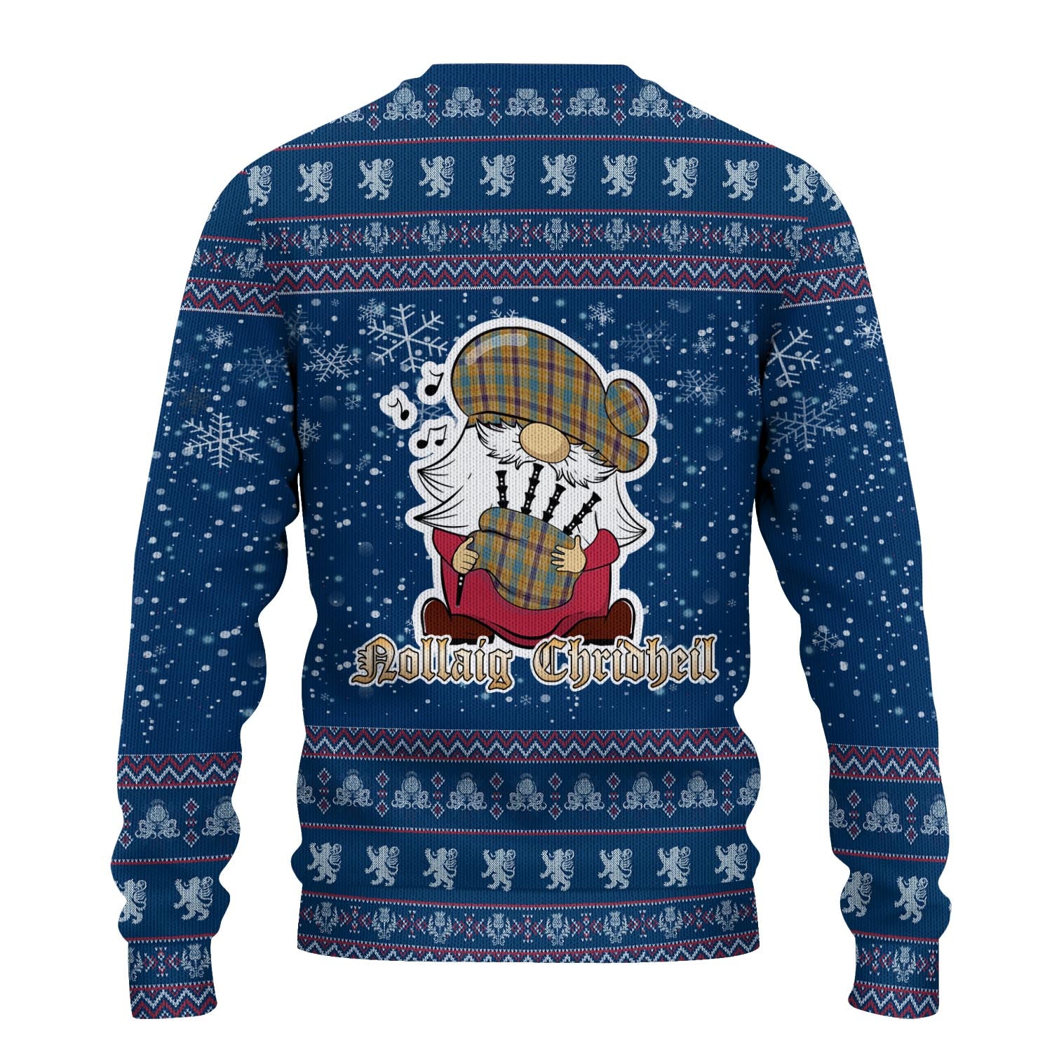 Ottawa Canada Clan Christmas Family Knitted Sweater with Funny Gnome Playing Bagpipes - Tartanvibesclothing