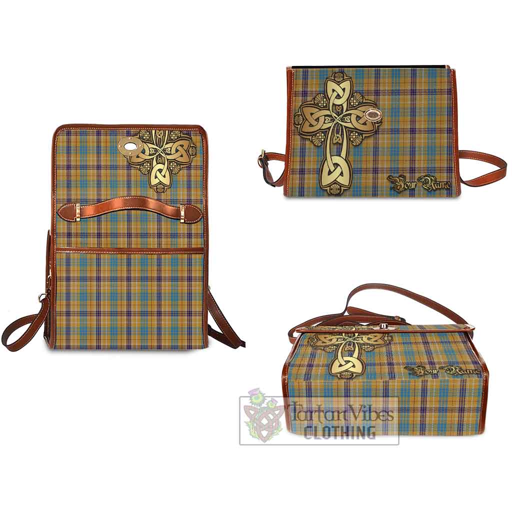 Tartan Vibes Clothing Ottawa Canada Tartan Waterproof Canvas Bag Golden Thistle Celtic Cross Style
