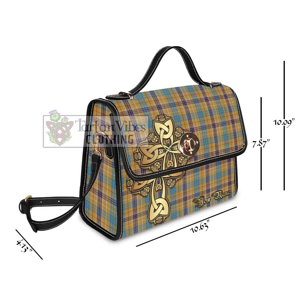 Tartan Vibes Clothing Ottawa Canada Tartan Waterproof Canvas Bag Golden Thistle Celtic Cross Style