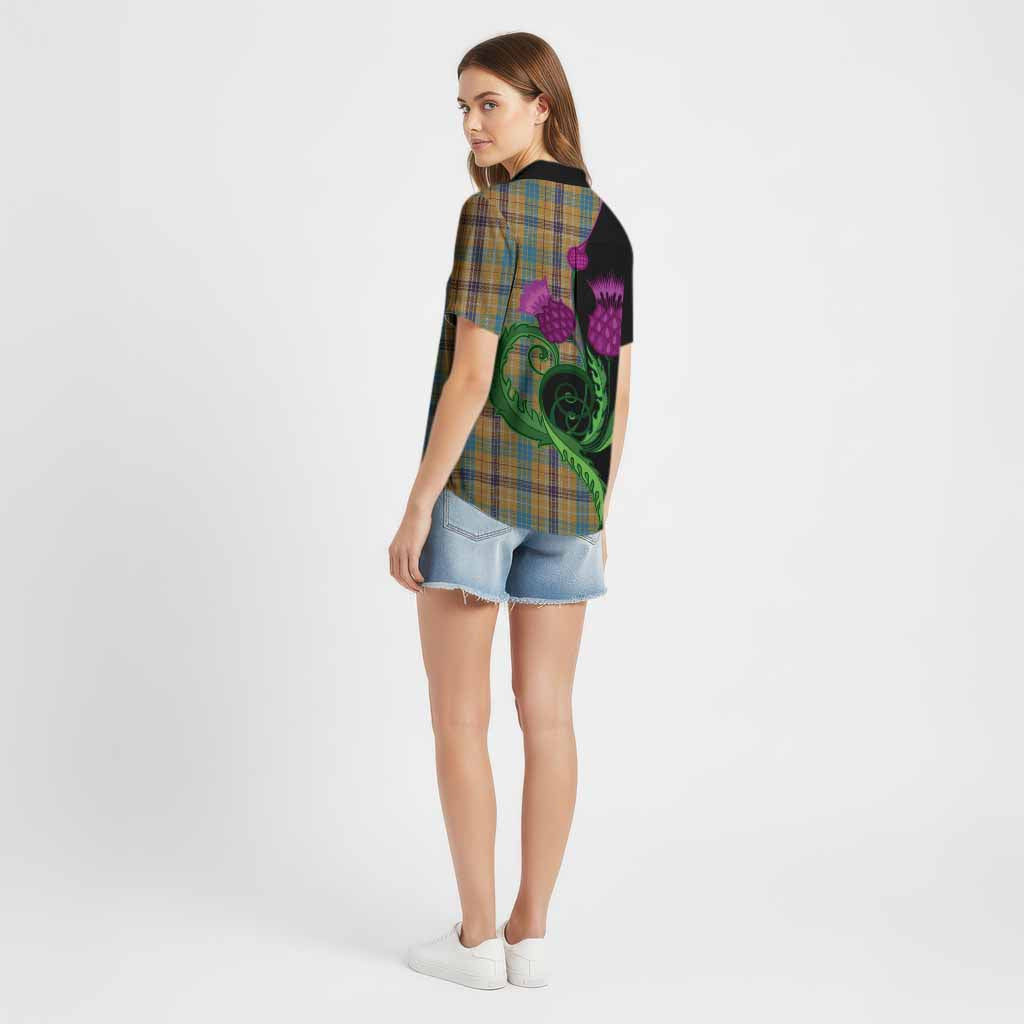 Ottawa Canada Tartan Cotton Hawaiian Shirt Traditional Scottish Thistle