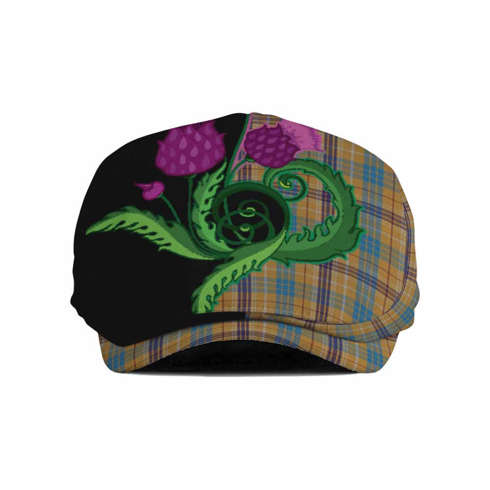 Ottawa Canada Tartan Flat Cap, Jeff Cap Traditional Scottish Thistle