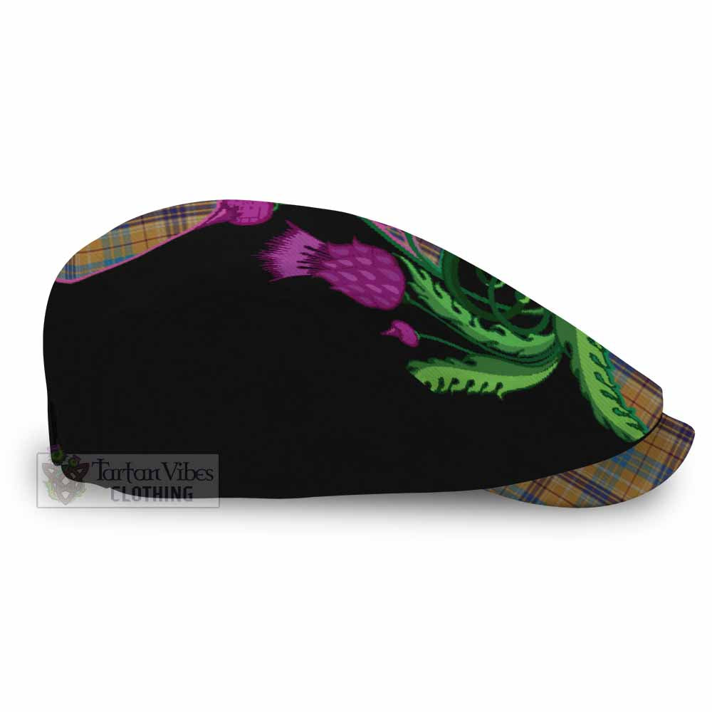 Ottawa Canada Tartan Flat Cap, Jeff Cap Traditional Scottish Thistle