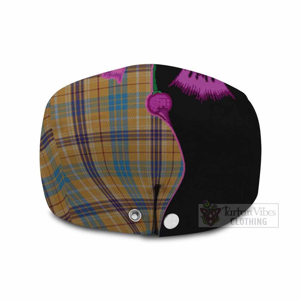 Ottawa Canada Tartan Flat Cap, Jeff Cap Traditional Scottish Thistle