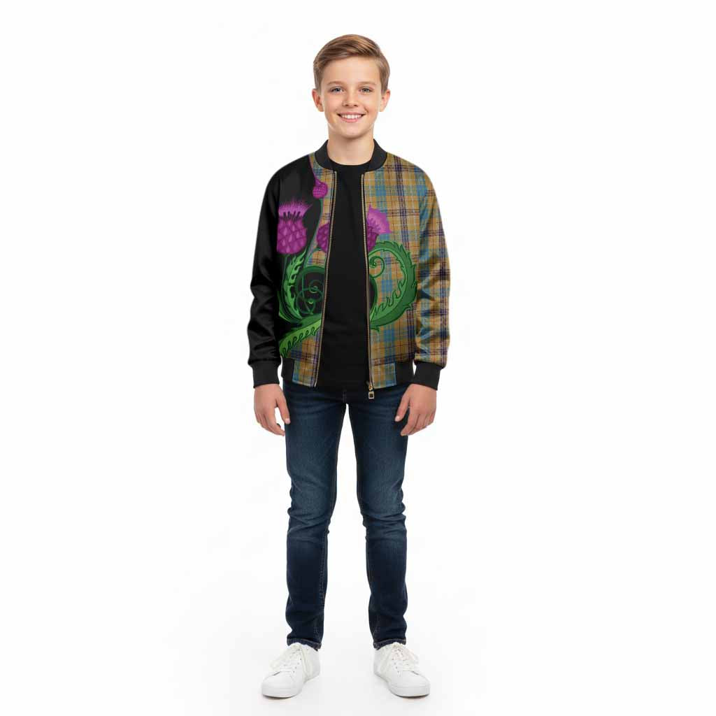 Ottawa Canada Tartan Kid Bomber Jacket Traditional Scottish Thistle