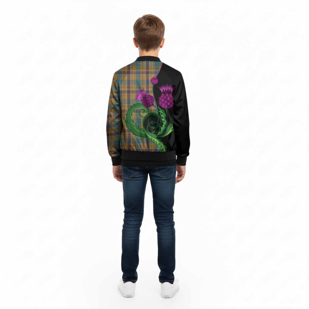 Ottawa Canada Tartan Kid Bomber Jacket Traditional Scottish Thistle