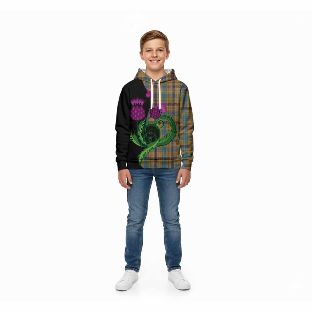 Ottawa Canada Tartan Kid Hoodie Traditional Scottish Thistle