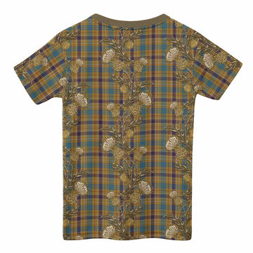 Ottawa Canada Tartan Kid T-shirt Seamless Scottish Thistle Flowers