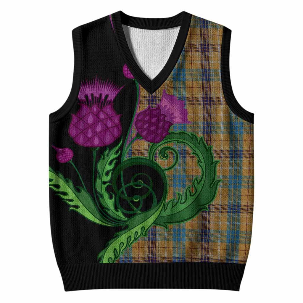 Ottawa Canada Tartan Knitted V-Neck Vest Traditional Scottish Thistle