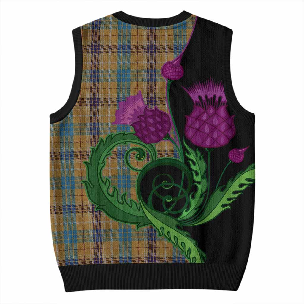 Ottawa Canada Tartan Knitted V-Neck Vest Traditional Scottish Thistle