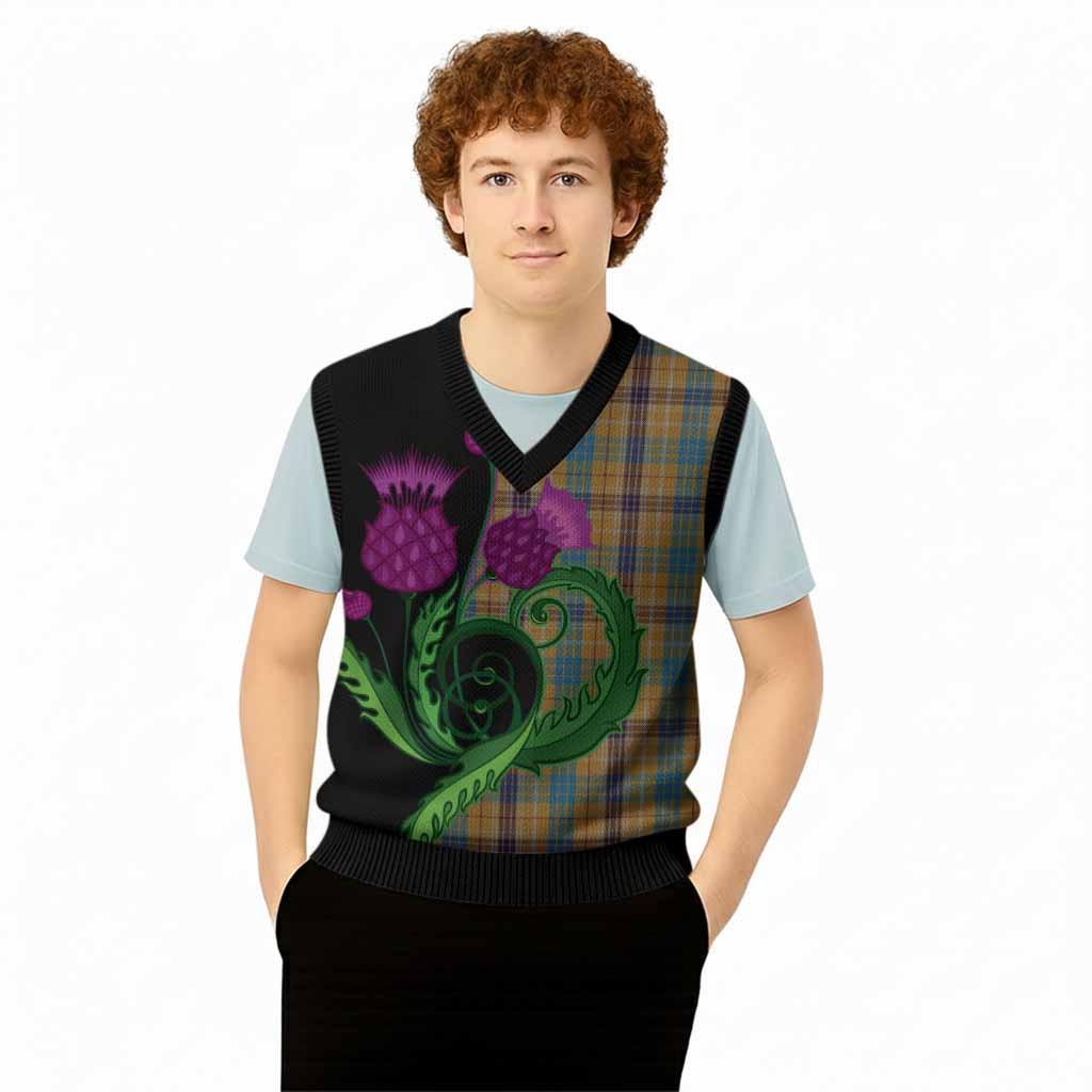 Ottawa Canada Tartan Knitted V-Neck Vest Traditional Scottish Thistle