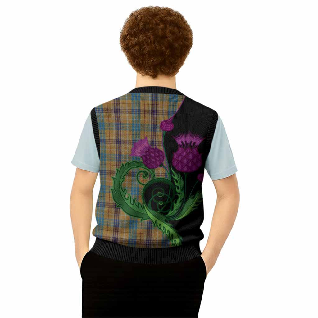 Ottawa Canada Tartan Knitted V-Neck Vest Traditional Scottish Thistle