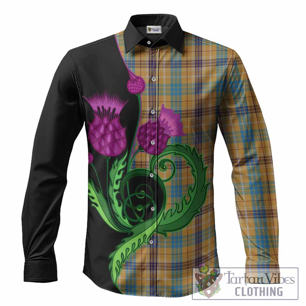 Ottawa Canada Tartan Long Sleeve Button Shirts Traditional Scottish Thistle