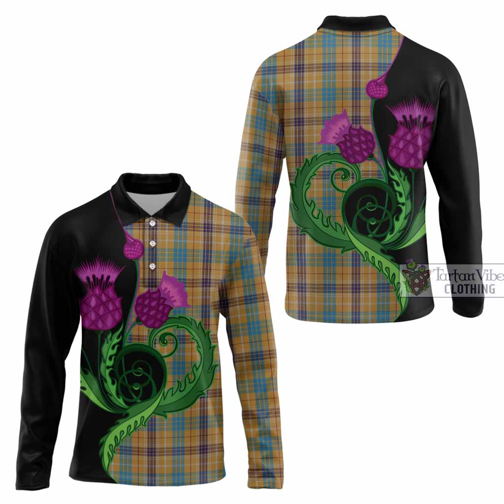 Ottawa Canada Tartan Long Sleeve Polo Shirt Traditional Scottish Thistle