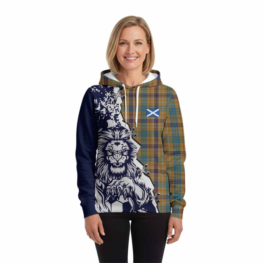 Ottawa Canada Tartan Scottish Hoodie Angry Lion With Soccer Ball Style