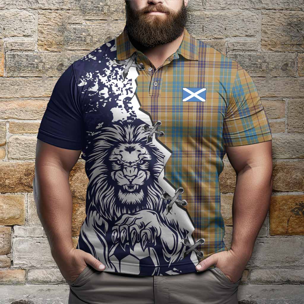 Ottawa Canada Tartan Scottish Polo Shirt Angry Lion With Soccer Ball Style