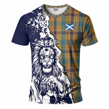 Ottawa Canada Tartan Scottish T-Shirt Angry Lion With Soccer Ball Style