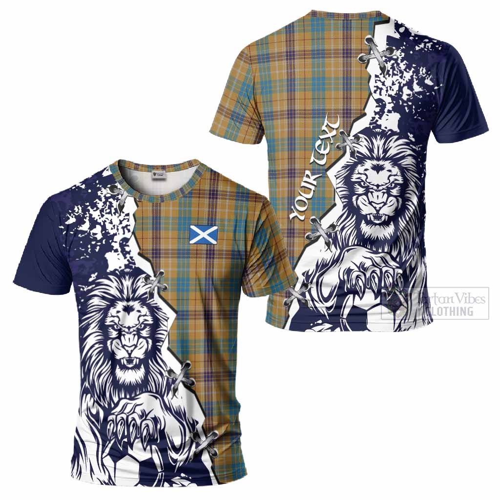 Ottawa Canada Tartan Scottish T-Shirt Angry Lion With Soccer Ball Style