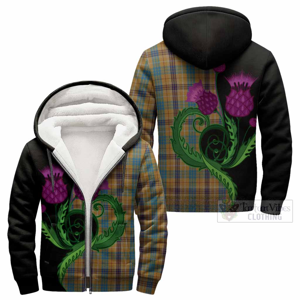 Ottawa Canada Tartan Sherpa Hoodie Traditional Scottish Thistle