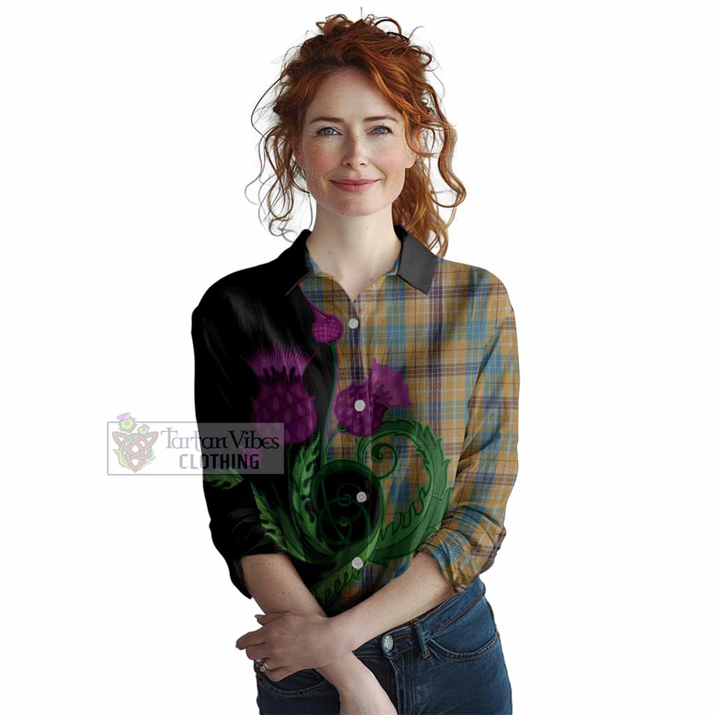 Ottawa Canada Tartan Women Casual Shirt Traditional Scottish Thistle
