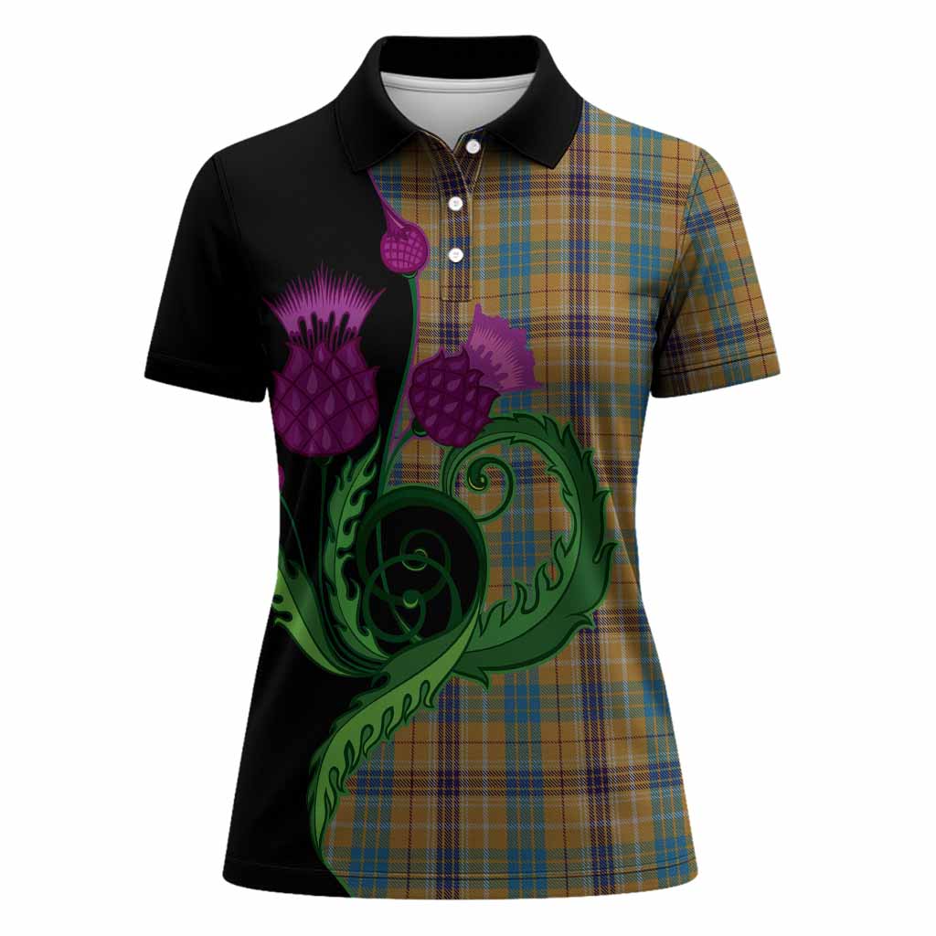 Ottawa Canada Tartan Women Polo Shirt Traditional Scottish Thistle