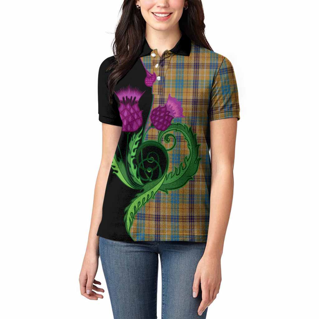 Ottawa Canada Tartan Women Polo Shirt Traditional Scottish Thistle