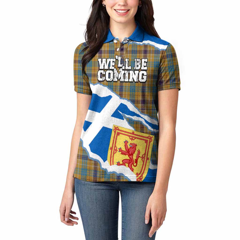 Ottawa Scotland Football Tartan Women Polo Shirt We'll Be Coming