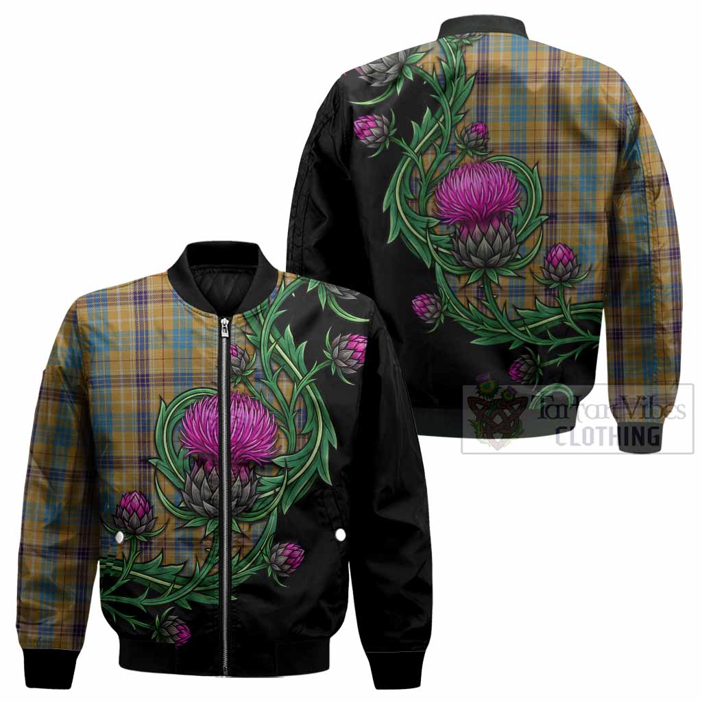 Ottawa Tartan Bomber Jacket Resilient Scottish Thistle - Tartan Vibes Clothing