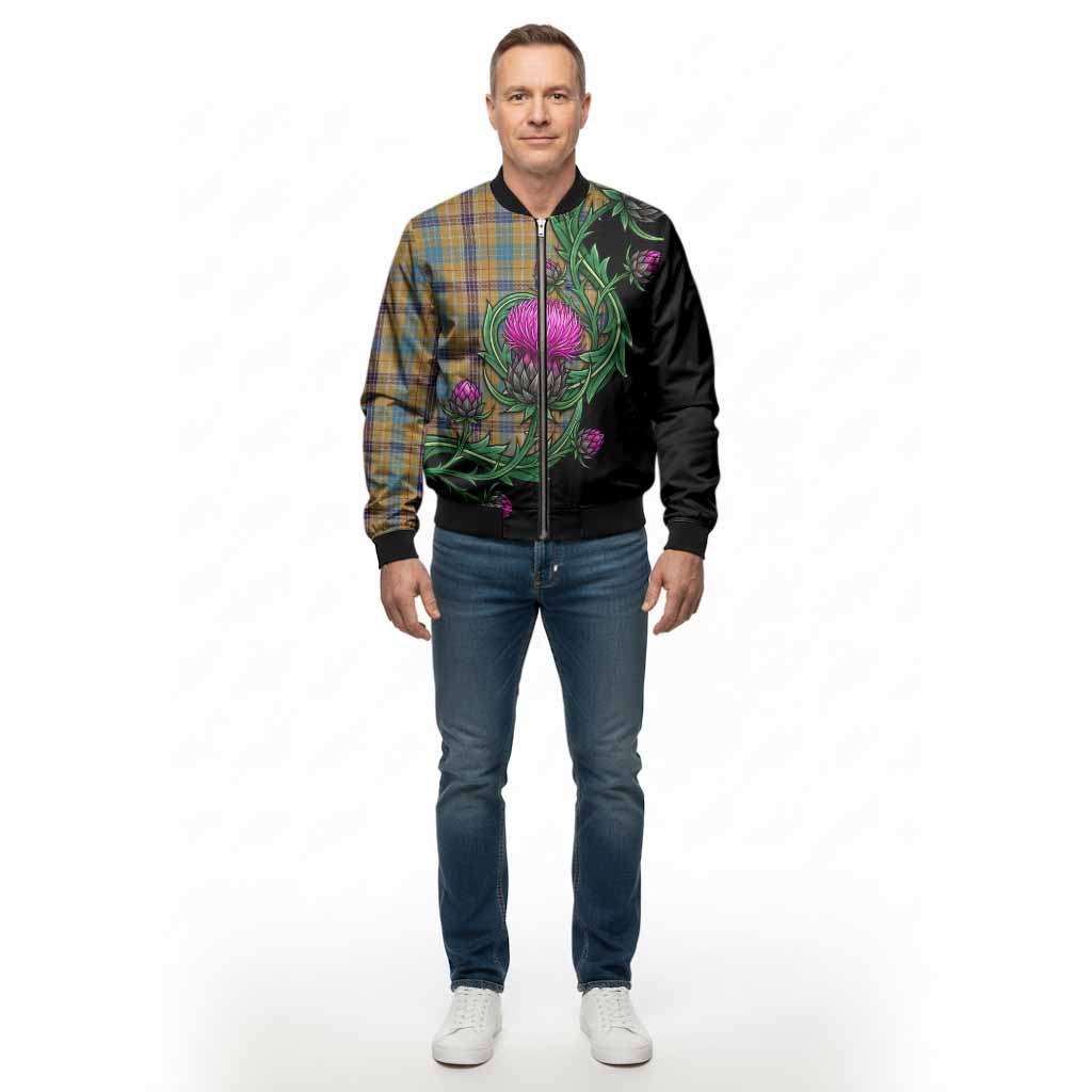 Ottawa Tartan Bomber Jacket Resilient Scottish Thistle - Tartan Vibes Clothing