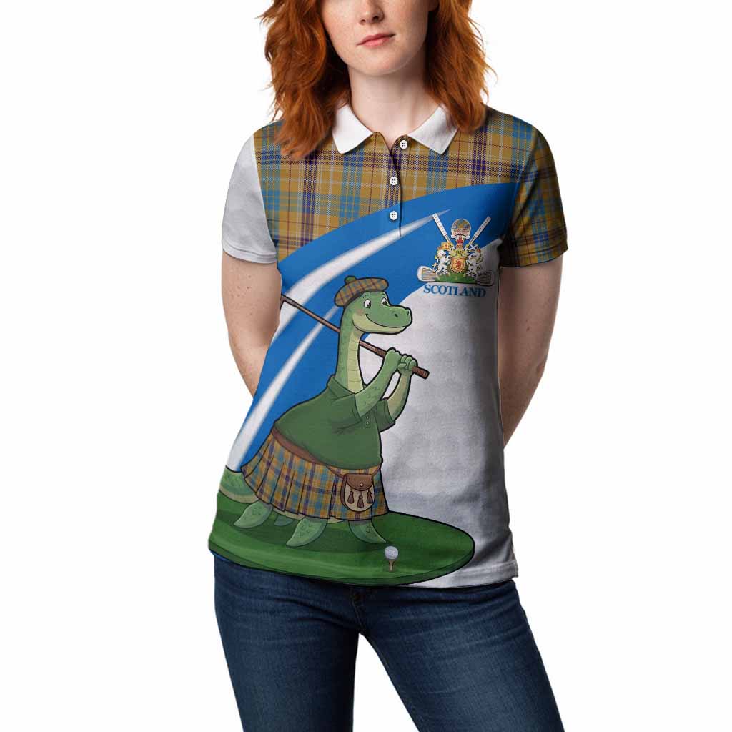 Ottawa Tartan Crest Golf Nessie Women Polo Shirt Loch Ness Monster Sporty Style