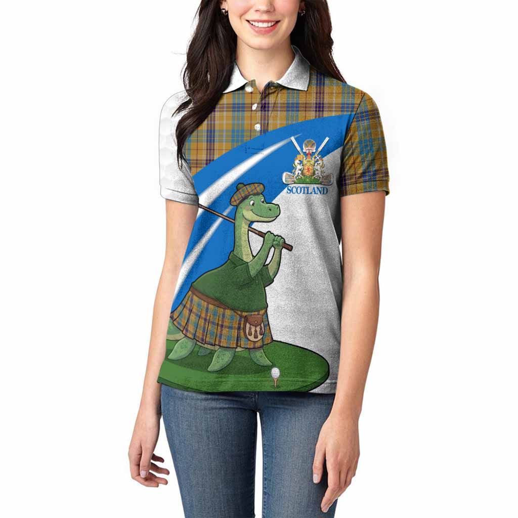 Ottawa Tartan Crest Golf Nessie Women Polo Shirt Loch Ness Monster Sporty Style