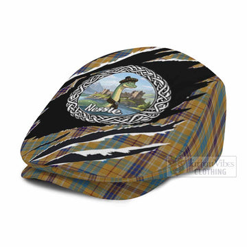 Ottawa Tartan Loch Ness Monster Flat Cap, Jeff Cap Celtic Knot Nessie Art