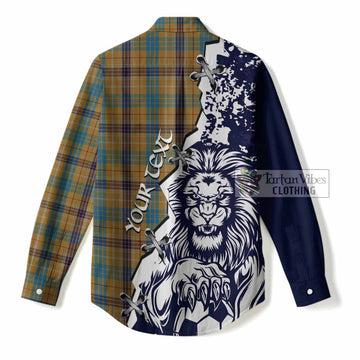 Ottawa Tartan Scottish Women Casual Shirt Angry Lion With Soccer Ball Style